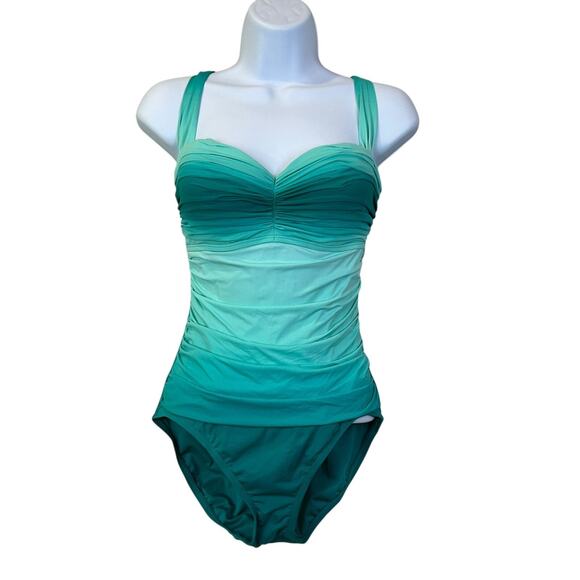Bleu by Rod Beattie Sea Dive Shirred One-Piece Swimsuit Lagunita Women 8 NWT - Picture 1 of 8
